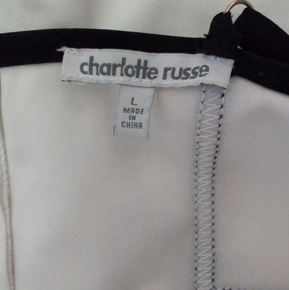 Charlotte Russe Black & White Piping Sweetheart Spaghetti Strap Bustier Romper - Picture 8 of 8